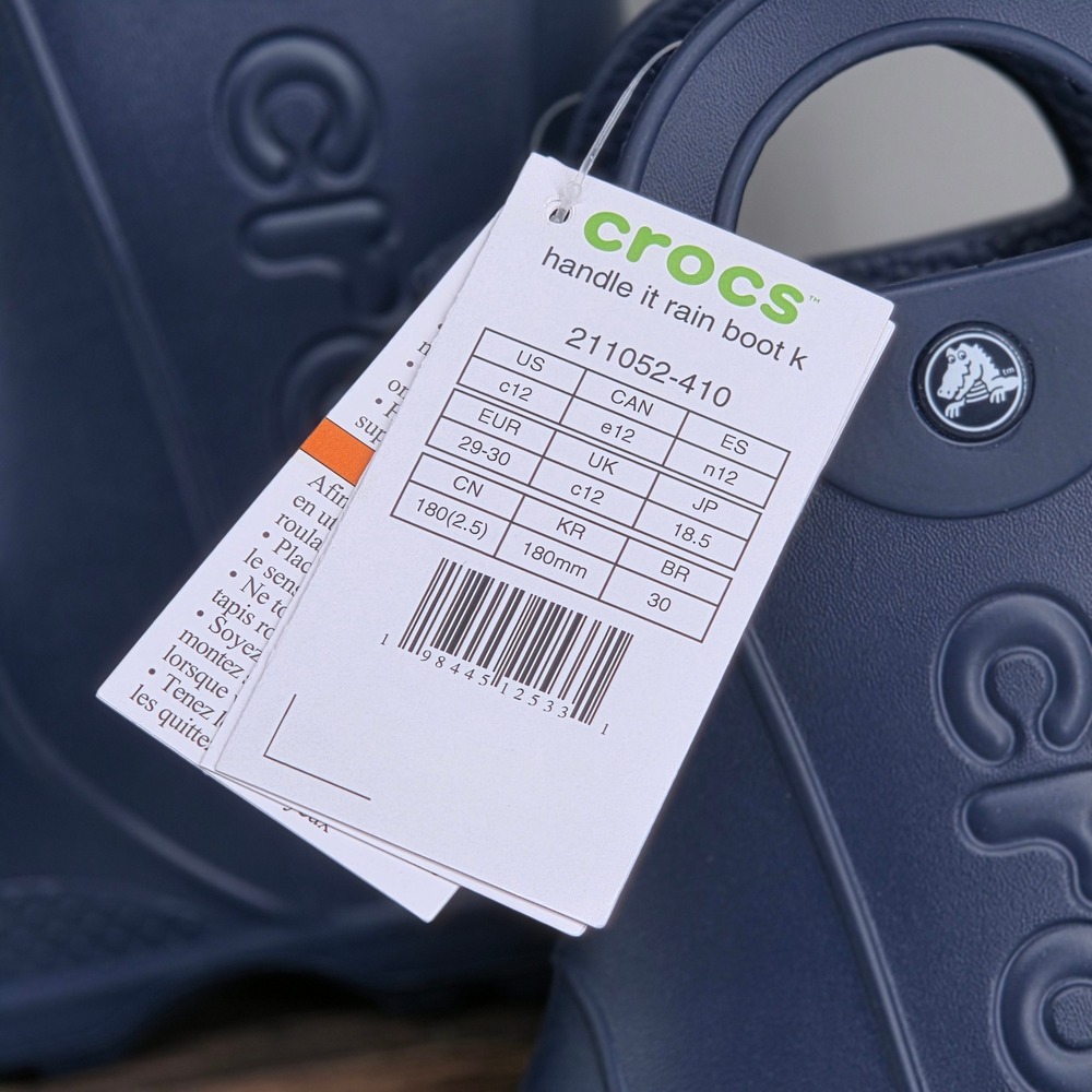 Crocs Handle It Rain Boot Kids Size C12 Navy Blue Waterproof Pull On Lightweight - Picture 2 of 8